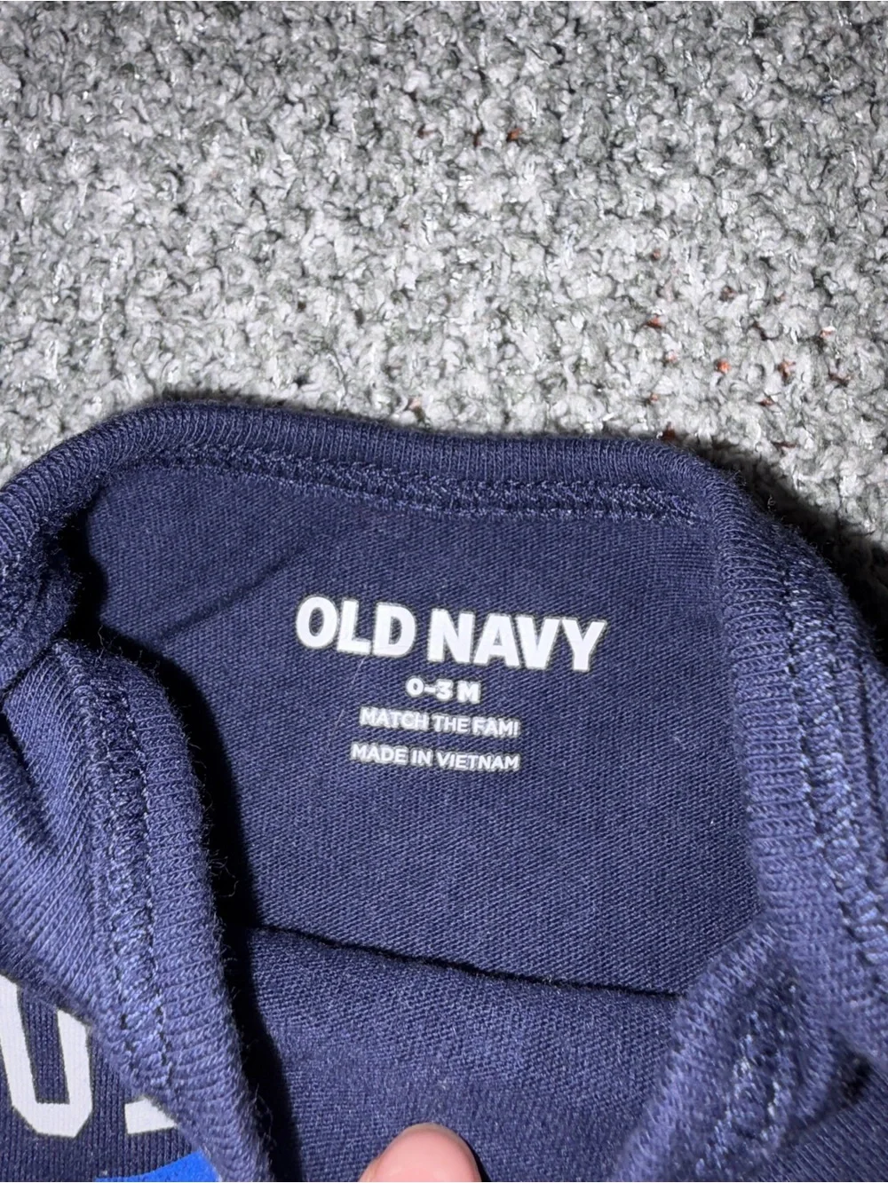 Old Navy Navy Blue Baby One-Piece with Flag Graphic